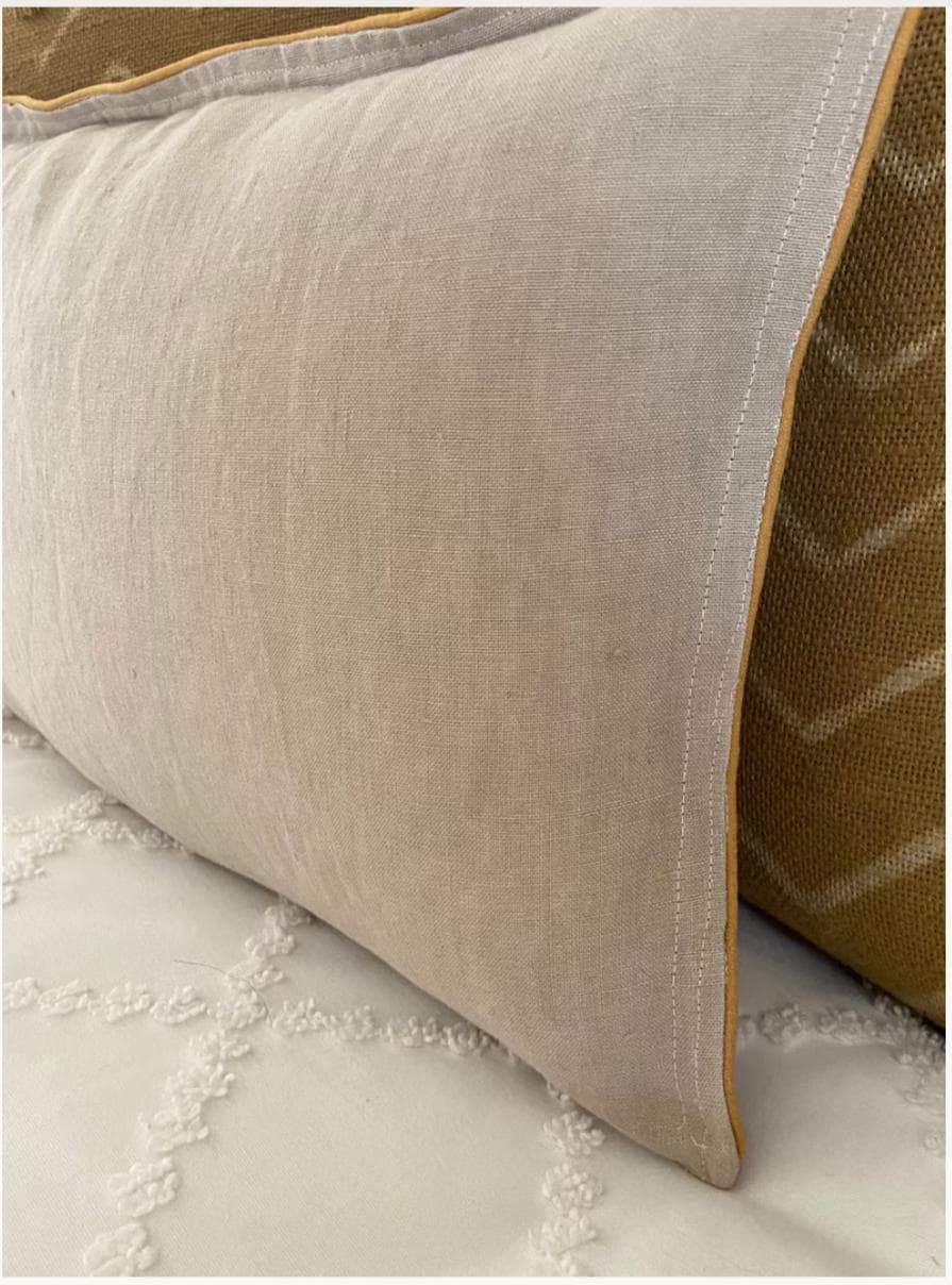 Butterfly Golden Yellow Embroidered  Linen Pillow - Embroidery Pillow
