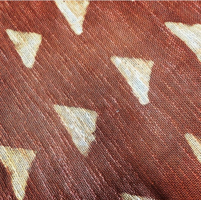 Authentic African Mudcloth Pillow: Rust Tassel Linen Cushion