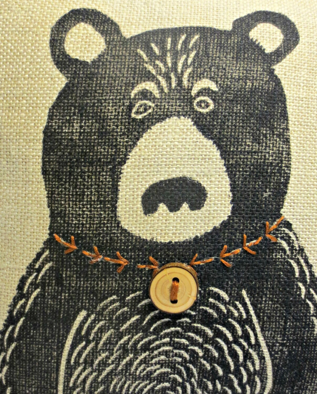 Black Bear Block Print Pillow: Rustic Cabin Decor