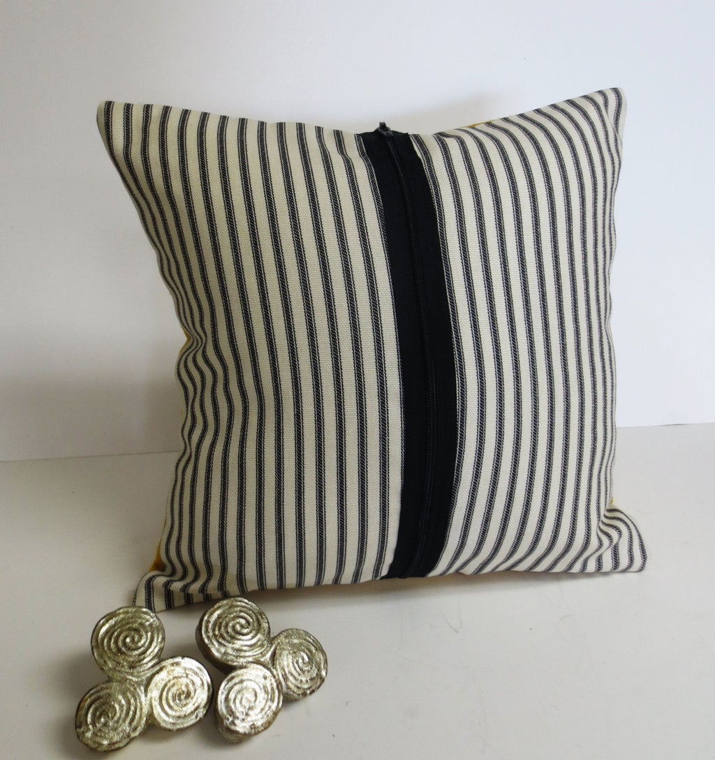 Felt Cat Pillow: Mustard Yellow & Gray Silhouette, Modern Decorative Pillow