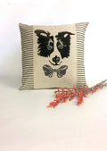 Border Collie Pillow Cover: Hand Block Print Dog Accent Pillow