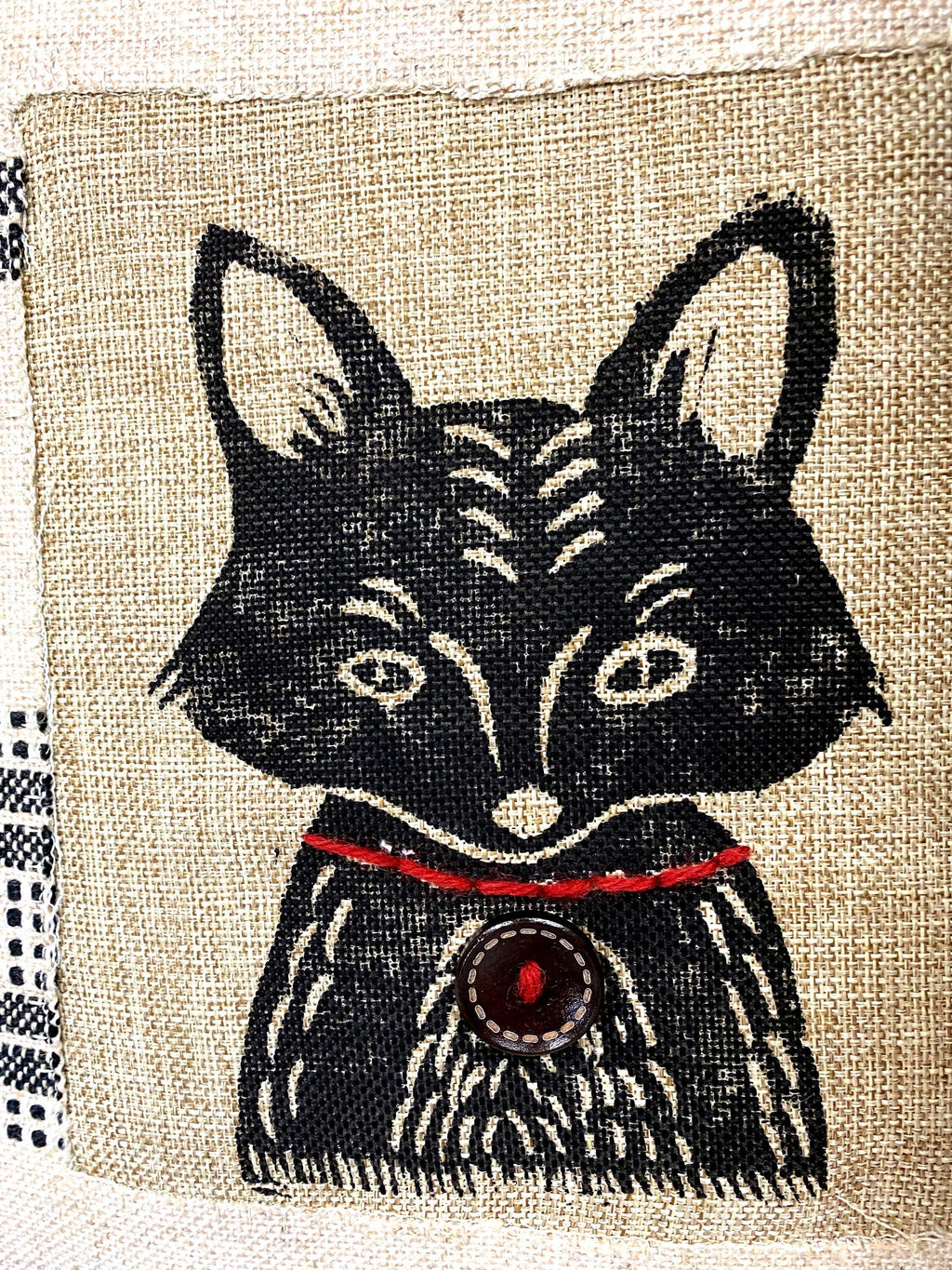 Hand Block Printed Animal Pillow: Rustic Winter Cabin Decor