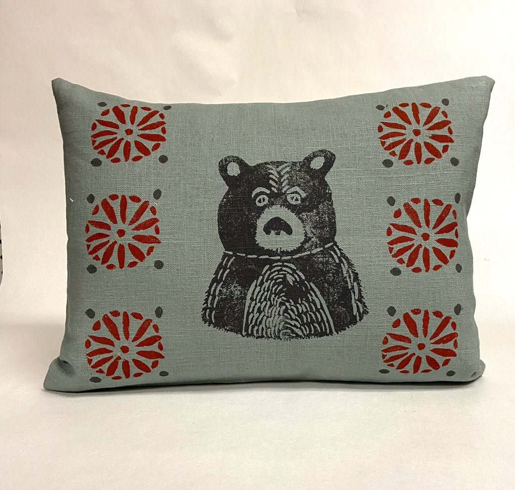 Bear Fox or Rabbit Print Linen Pillow -