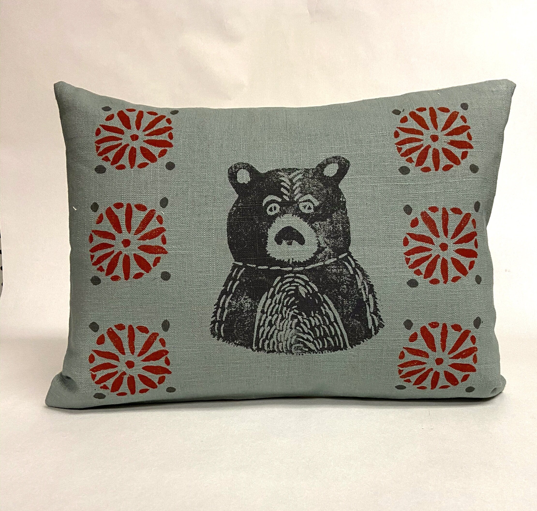 Bear Fox or Rabbit Print Linen Pillow -