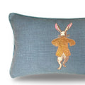Rabbit Embroidery Pillow: your choice of linen with Metallic Accents