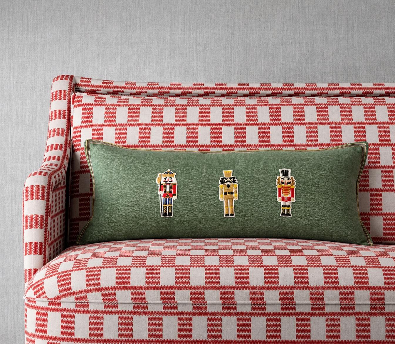 Christmas Nutcracker Print Kidney Pillow: embroidered appliqué Decorative Pillow