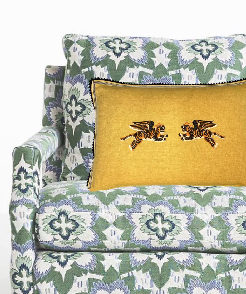Tiger Embroidery Linen Pillow