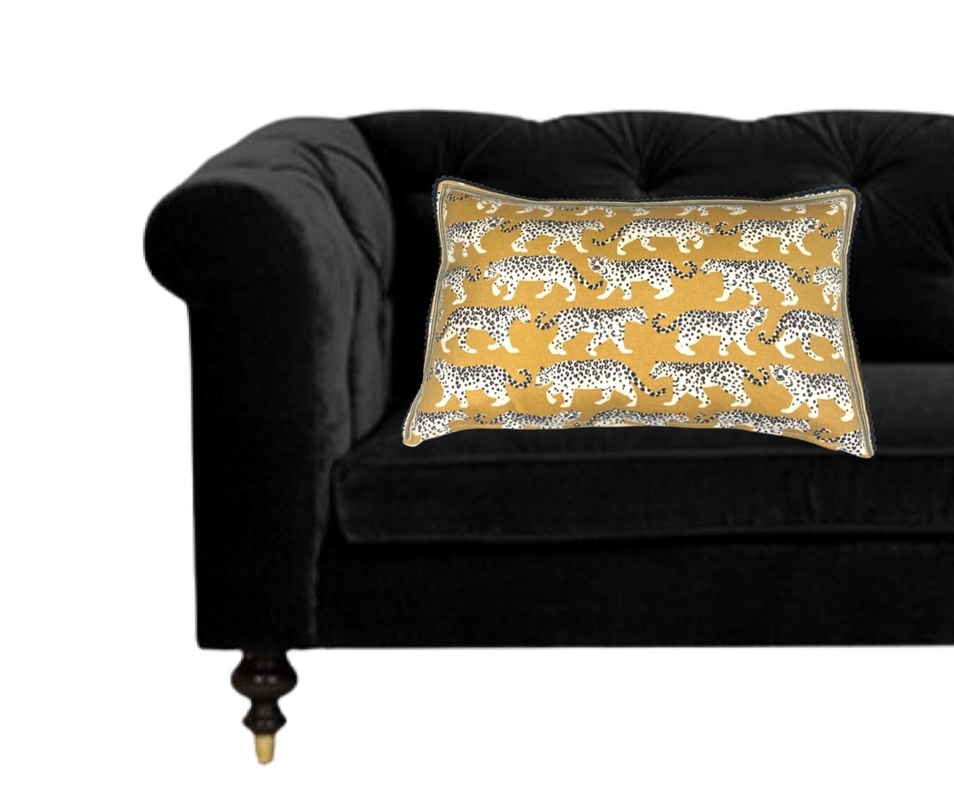 Gold Black and Ivory Cheetah Print Decorative Kidney / Lumbar Pillow