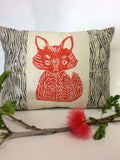Fox Print Lumbar Pillow: Wood Grain Rustic Cabin Decor